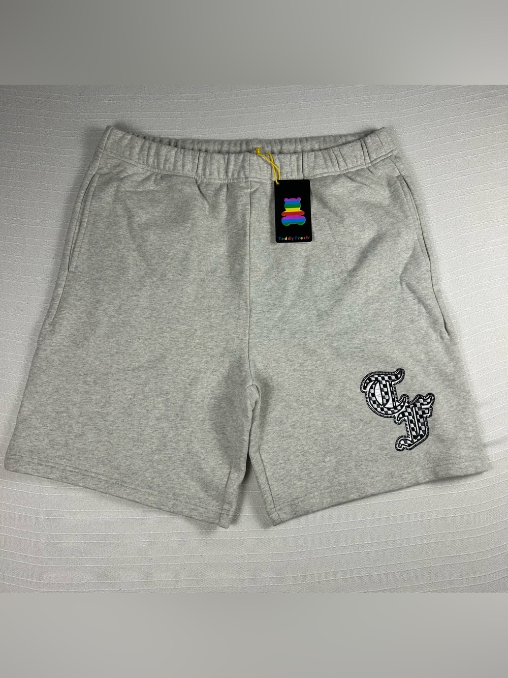 Teddy Fresh Gothic TF Logo Fleece Sweat Shorts Grey Mens XL NWT